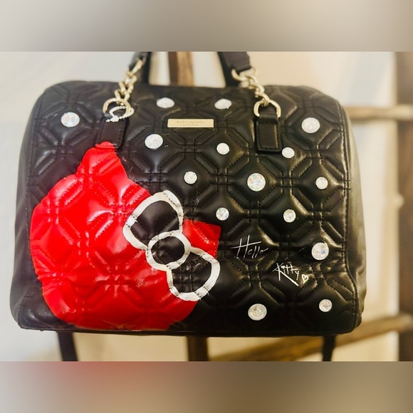 Kate Spade Hello Kitty Purse Black Satchel Crossbody Custom - Picture 2 of 7